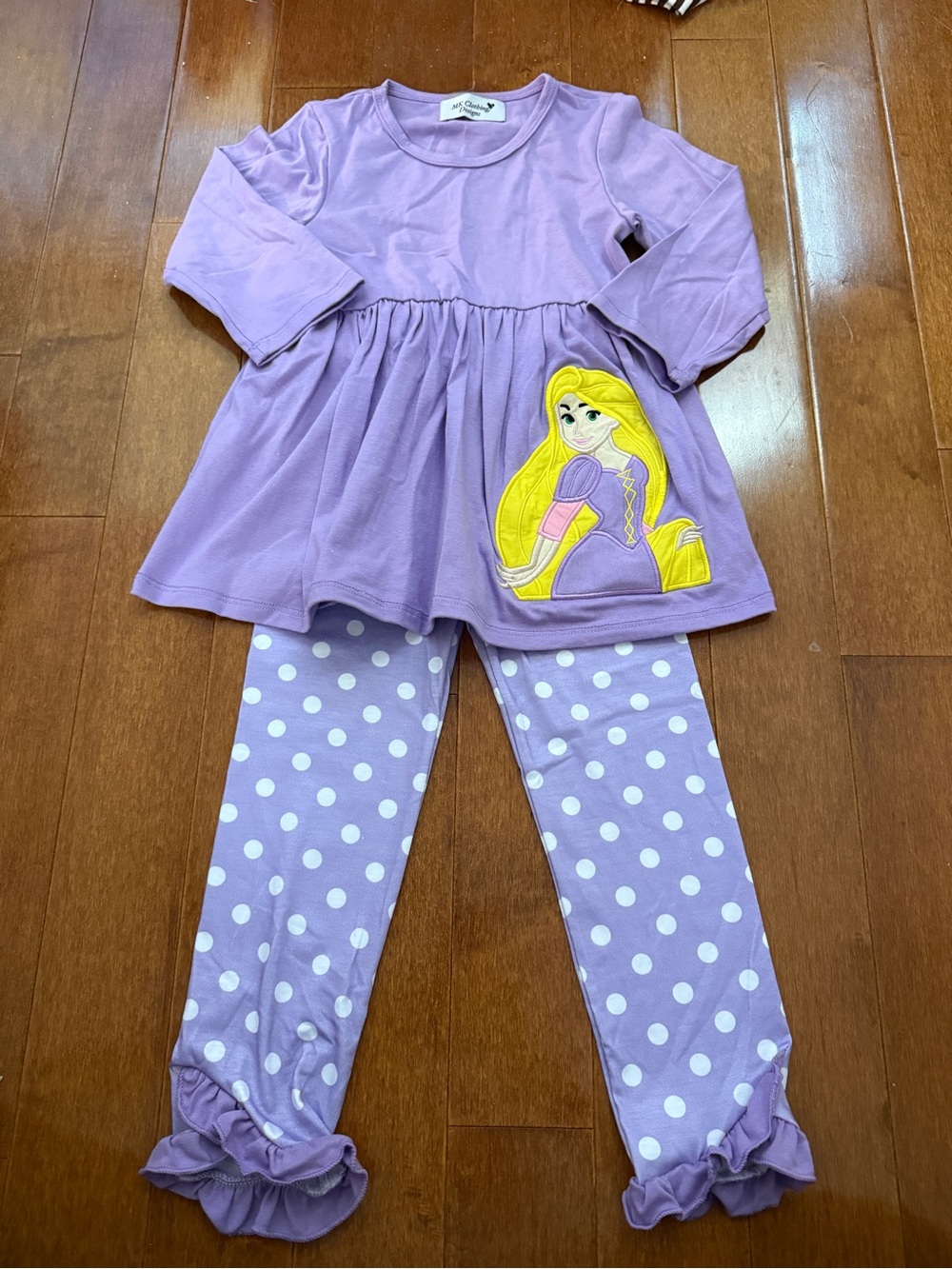 MK Boutique Lavender Purple Polka Dot Princess Tunic & Leggings Set